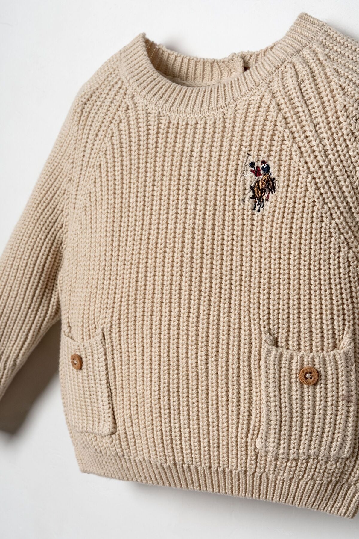 U.S. Polo Assn. Erkek Bebek Nakışlı Krem Sweatshirt USB3118-C-V1