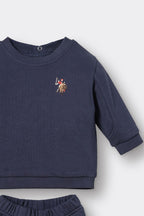 U.S. Polo Assn. Erkek Bebek Nakışlı Mavi Uzun Kol Pijama Takım USB3137-C-V2