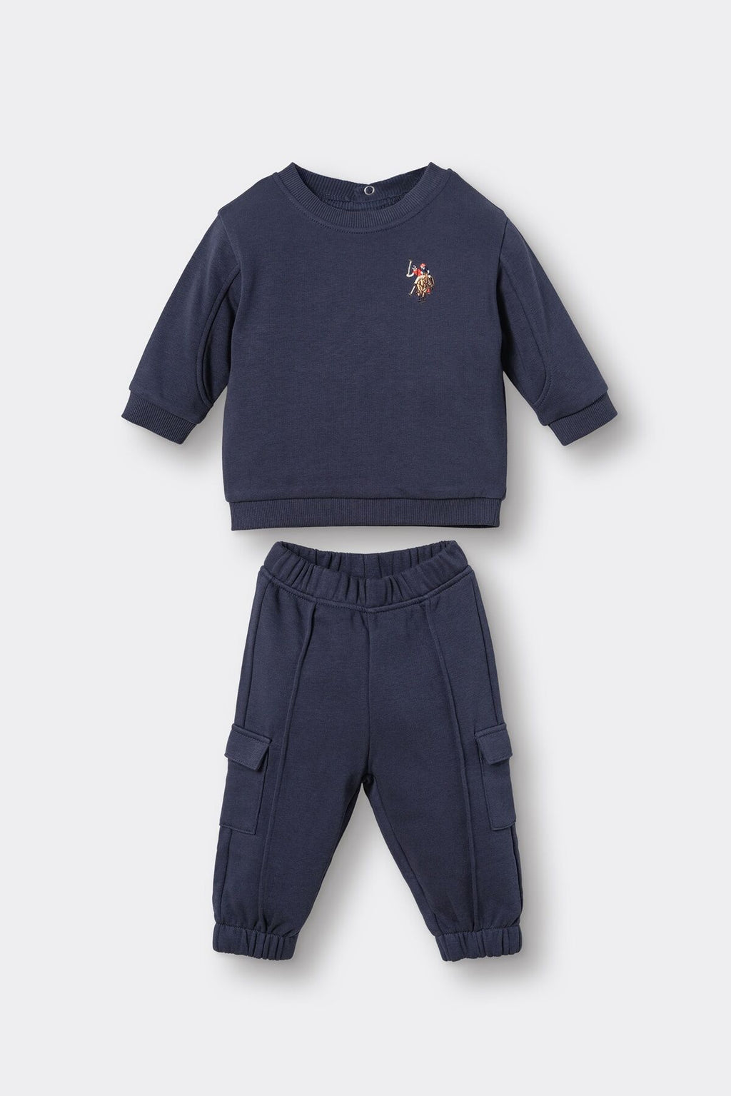 U.S. Polo Assn. Erkek Bebek Nakışlı Mavi Uzun Kol Pijama Takım USB3137-C-V2