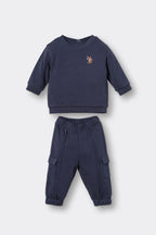 U.S. Polo Assn. Erkek Bebek Nakışlı Mavi Uzun Kol Pijama Takım USB3137-C-V2