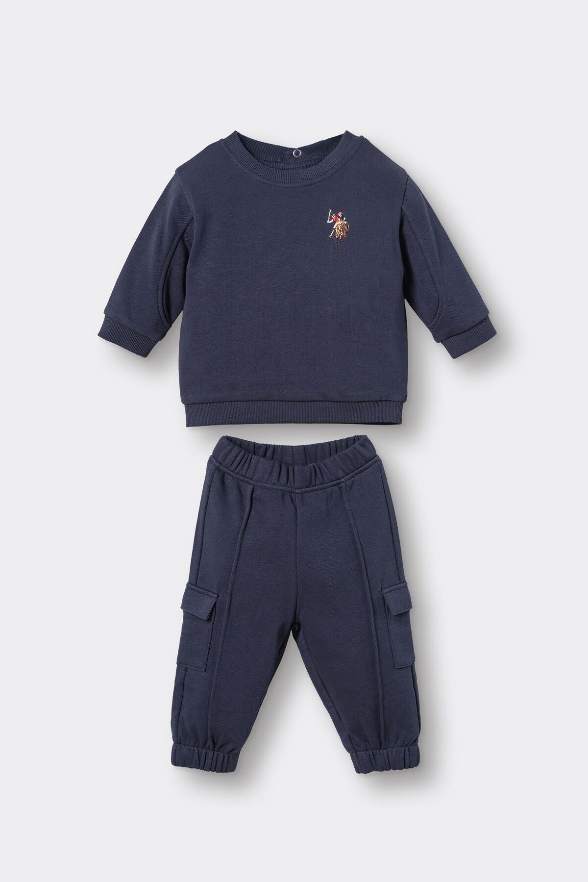 U.S. Polo Assn. Erkek Bebek Nakışlı Mavi Uzun Kol Pijama Takım USB3137-C-V2