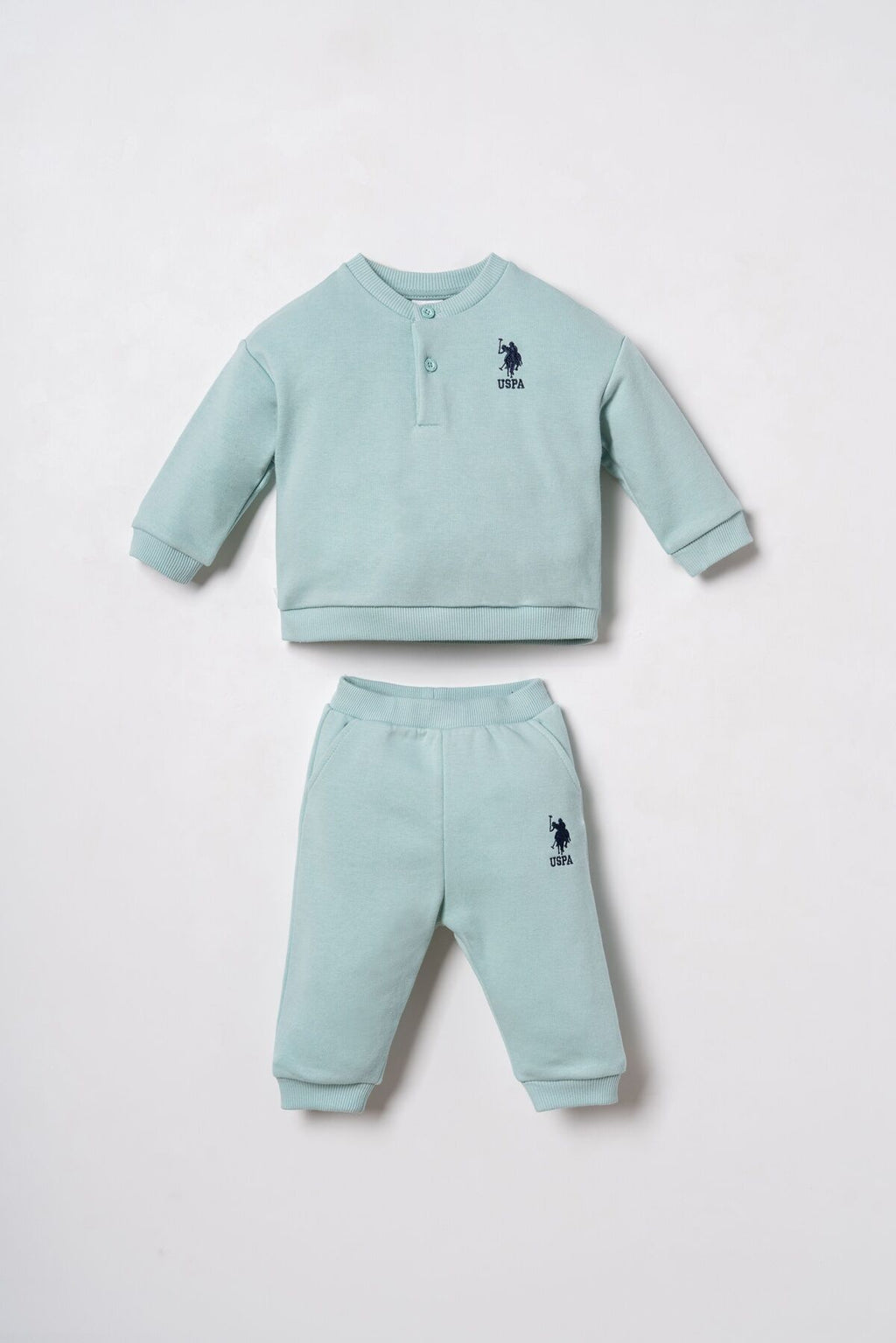 U.S. Polo Assn. Erkek Bebek Nakışlı Yeşil Uzun Kol Pijama Takım USB3169-C-V2