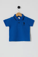 U.S. Polo Assn. Erkek Bebek Polo Yaka Pigment Baskılı Yazlık Regular Fit Mavi T-Shirt USB2511-C-V4