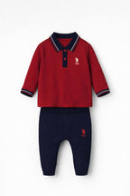 U.S. Polo Assn. Erkek Bebek Polo Kırmızı Beyaz Uzun Kol Pijama Takım USB3127-C-V2