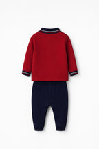 U.S. Polo Assn. Erkek Bebek Polo Kırmızı Beyaz Uzun Kol Pijama Takım USB3127-C-V2