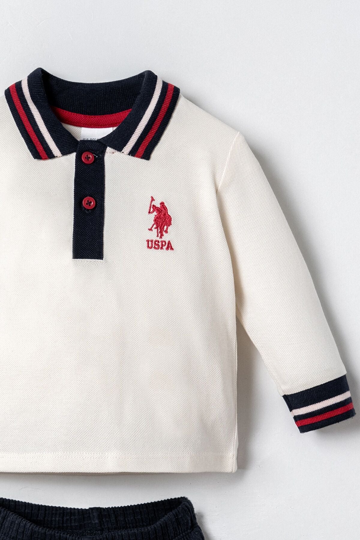 U.S. Polo Assn. Erkek Bebek Polo Yaka Beyaz Uzun Kol Pijama Takım USB3127-C-V1 Ürün ikincil görseli