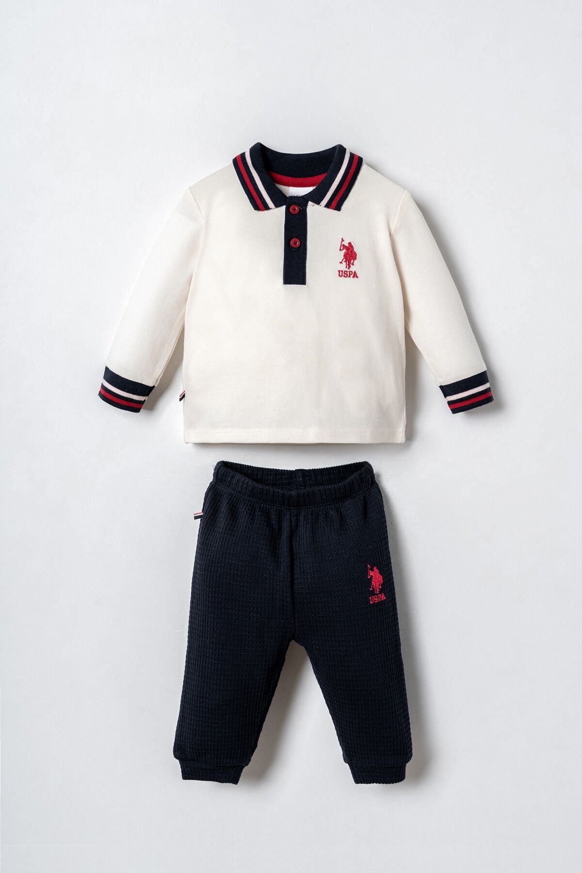 U.S. Polo Assn. Erkek Bebek Polo Yaka Beyaz Uzun Kol Pijama Takım USB3127-C-V1 Ürün ana görseli