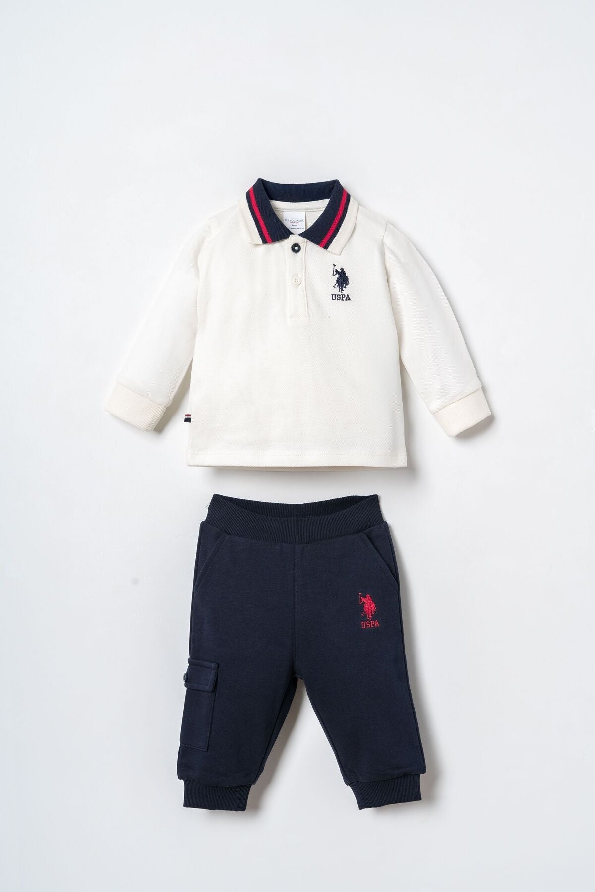U.S. Polo Assn. Erkek Bebek Polo Yaka Beyaz Uzun Kol Pijama Takım USB3135-C-V2