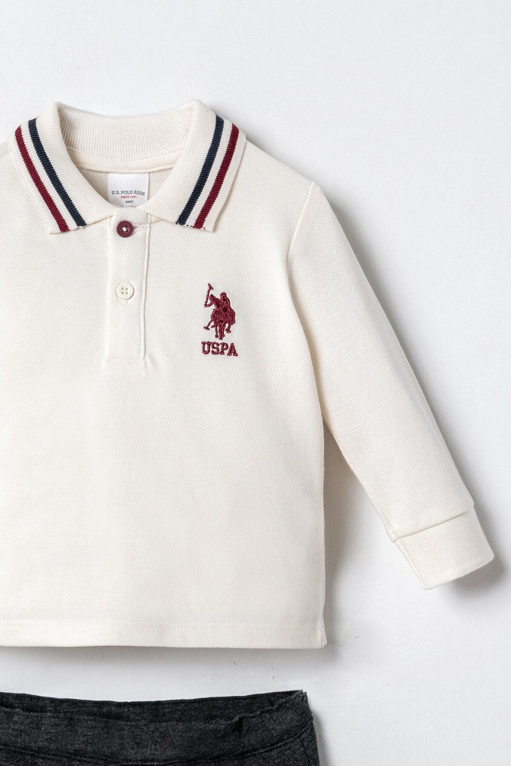 U.S. Polo Assn. Erkek Bebek Polo Yaka Beyaz Uzun Kol Pijama Takım USB3157-C-V1