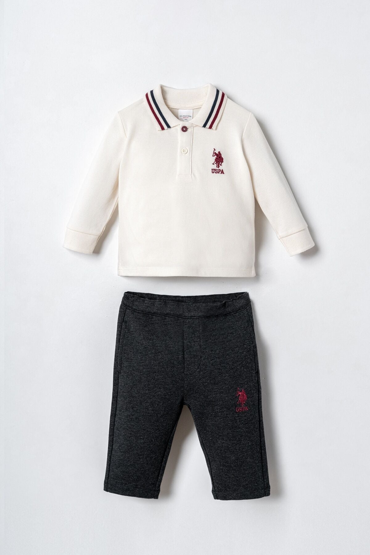 U.S. Polo Assn. Erkek Bebek Polo Yaka Beyaz Uzun Kol Pijama Takım USB3157-C-V1 Ürün ana görseli