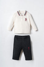 U.S. Polo Assn. Erkek Bebek Polo Yaka Beyaz Uzun Kol Pijama Takım USB3157-C-V1