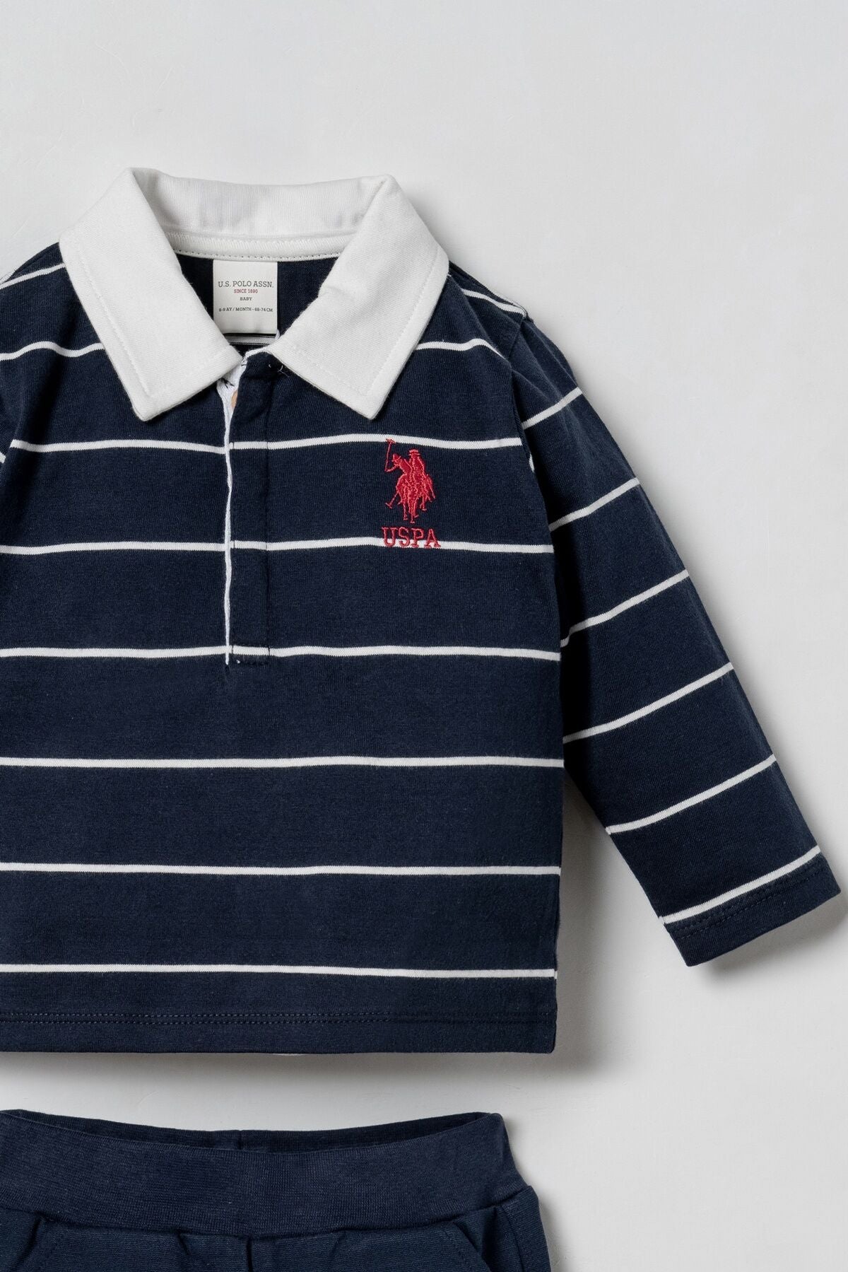U.S. Polo Assn. Erkek Bebek Polo Yaka Çizgili Lacivert Uzun Kol Pijama Takım Takım USB3126-C-V1 Ürün ikincil görseli
