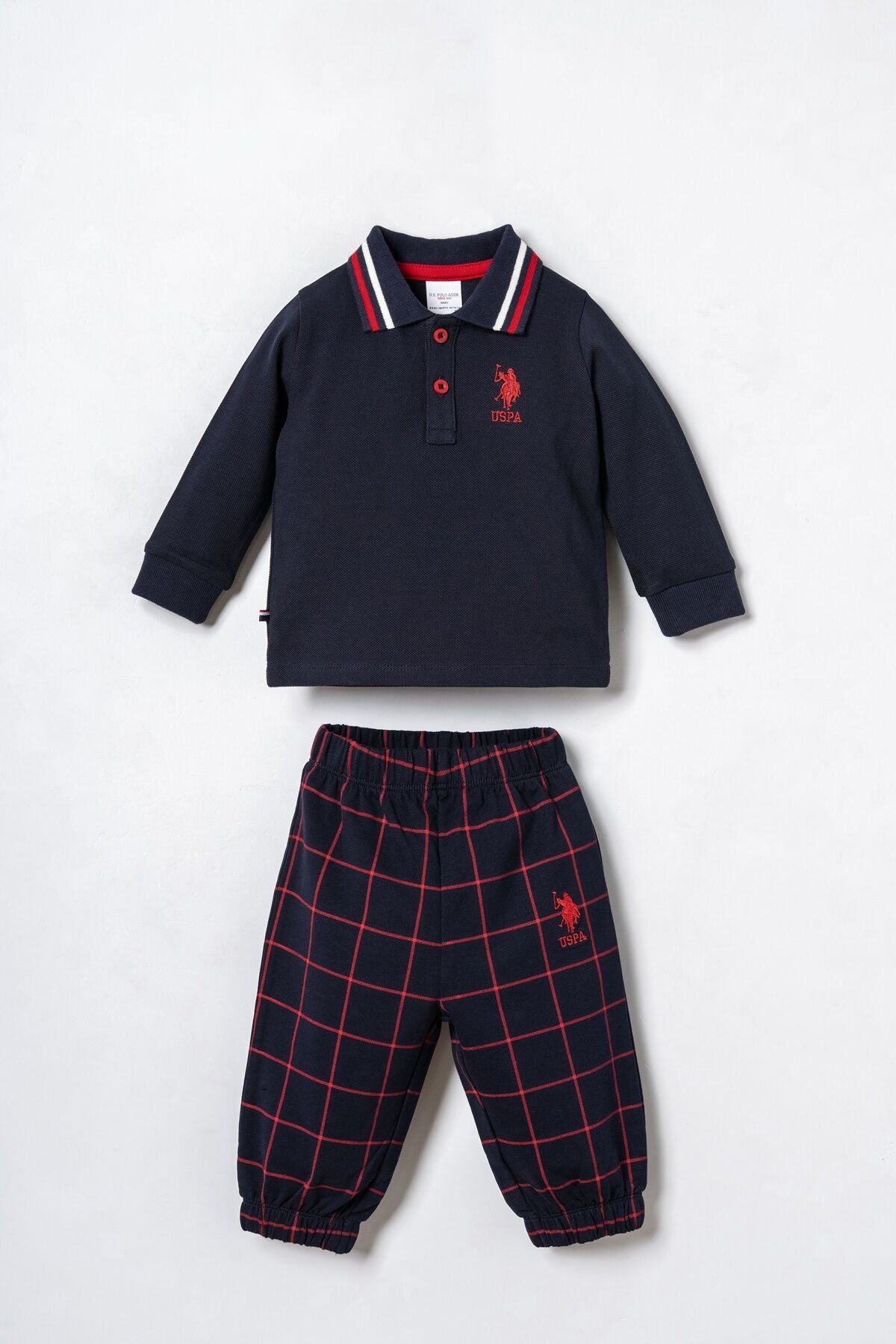 U.S. Polo Assn. Erkek Bebek Polo Yaka Lacivert Uzun Kol Pijama Takım USB3128-C-V1 Ürün ana görseli