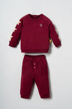 U.S. Polo Assn. Erkek Bebek Star Patches Bordo Uzun Kol Pijama Takım USB3138-C-V2
