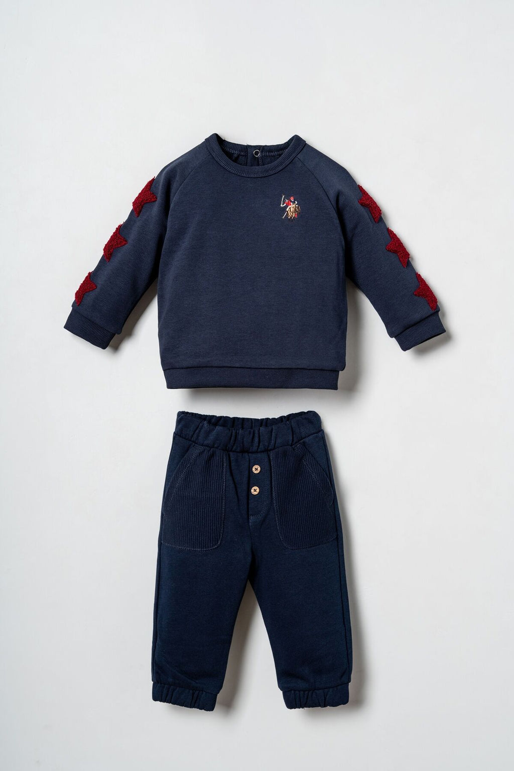 U.S. Polo Assn. Erkek Bebek Star Patches Mavi Uzun Kol Pijama Takım USB3138-C-V3