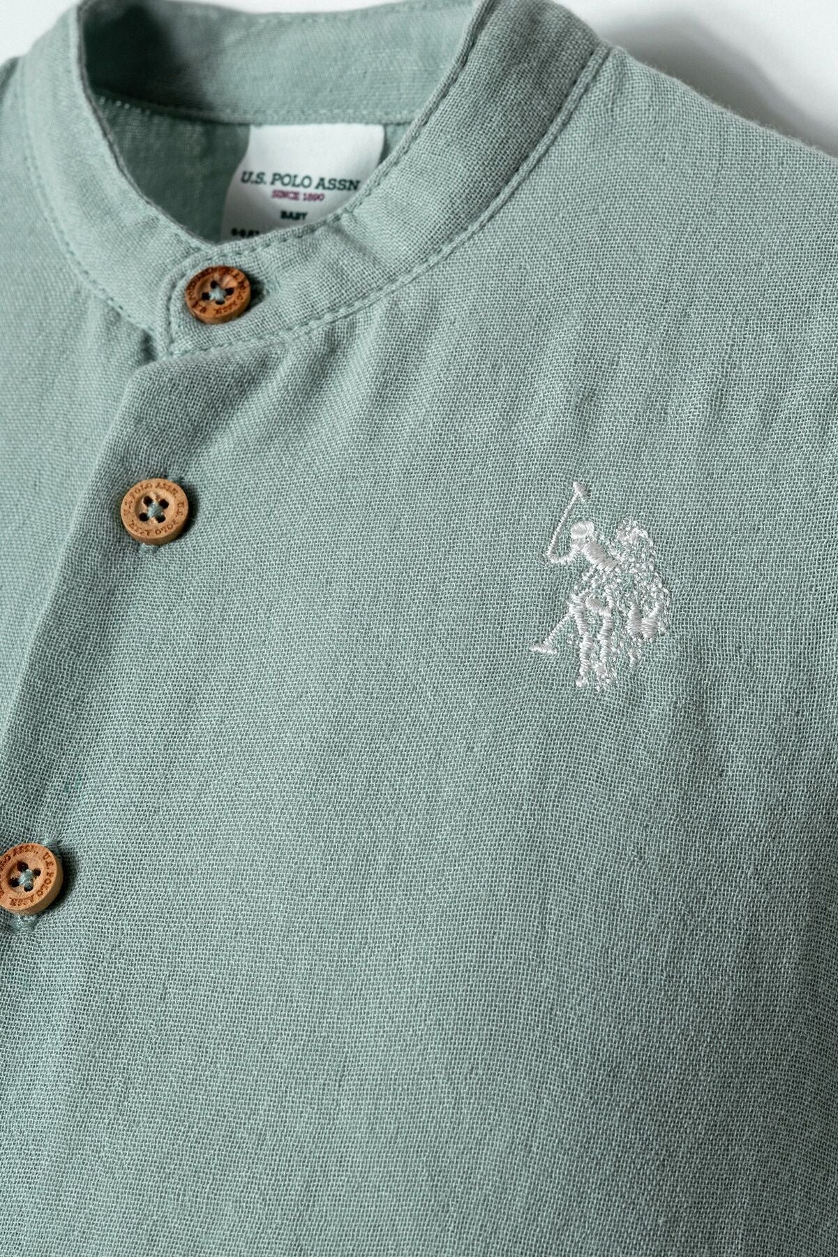U.S. Polo Assn. Erkek Bebek Gömlek Yaka Nakışlı Yazlık Regular Fit Yeşil Bebek Takımı USB2883-C-V3 Ürün ikincil görseli