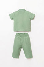 U.S. Polo Assn. Erkek Bebek Gömlek Yaka Nakışlı Yazlık Regular Fit Yeşil Pijama Takımı USB2947-C-V2