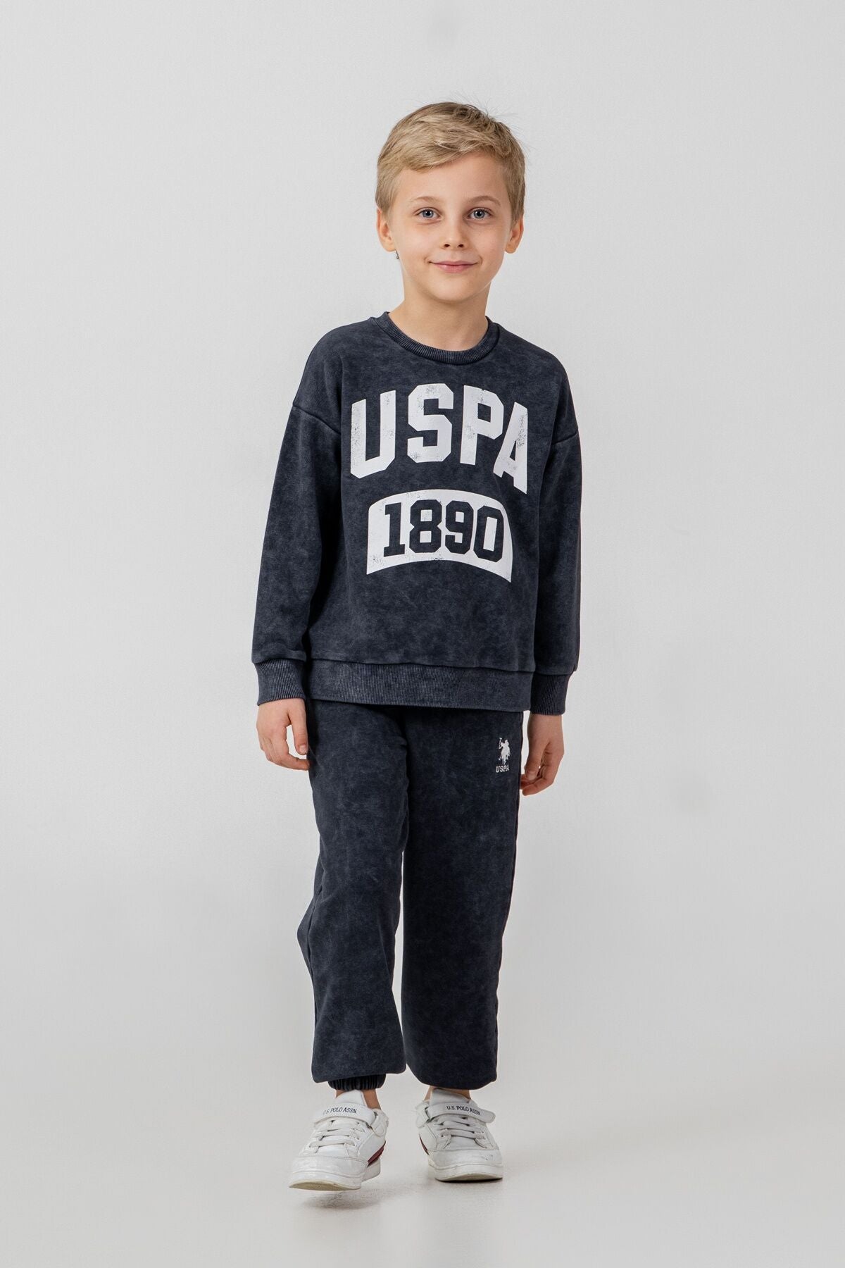 U.S. Polo Assn. Erkek Çocuk Baskılı Antrasit Uzun Kol Eşofman Takımı US2630-C-V3