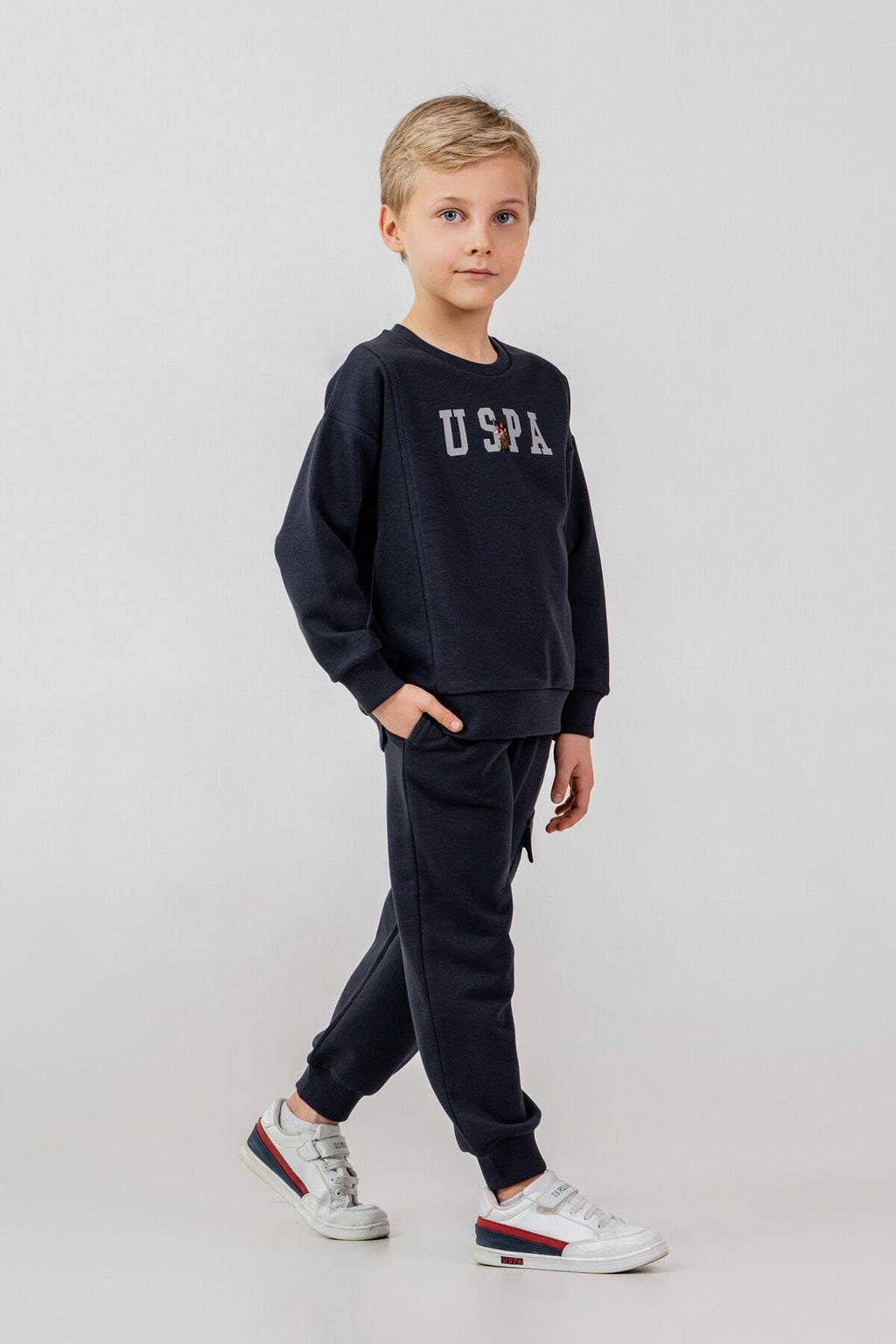 U.S. Polo Assn. Erkek Çocuk Baskılı Antrasit Uzun Kol Eşofman Takımı US2642-C-V4