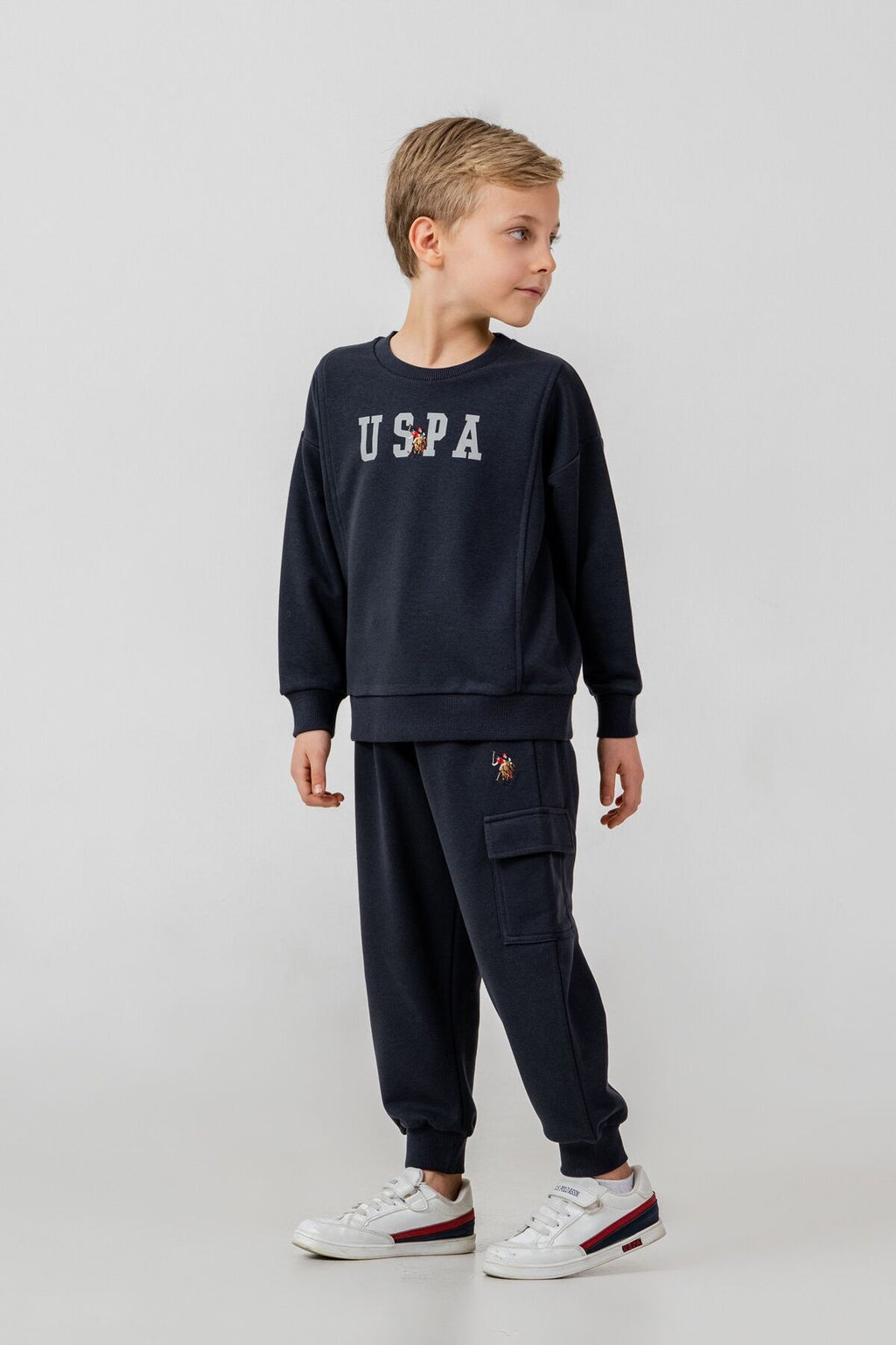 U.S. Polo Assn. Erkek Çocuk Baskılı Antrasit Uzun Kol Eşofman Takımı US2642-C-V4