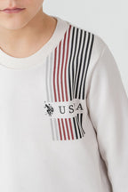 U.S. Polo Assn. Erkek Çocuk Baskılı Beyaz Uzun Kol Eşofman Takımı US2613-C-V2