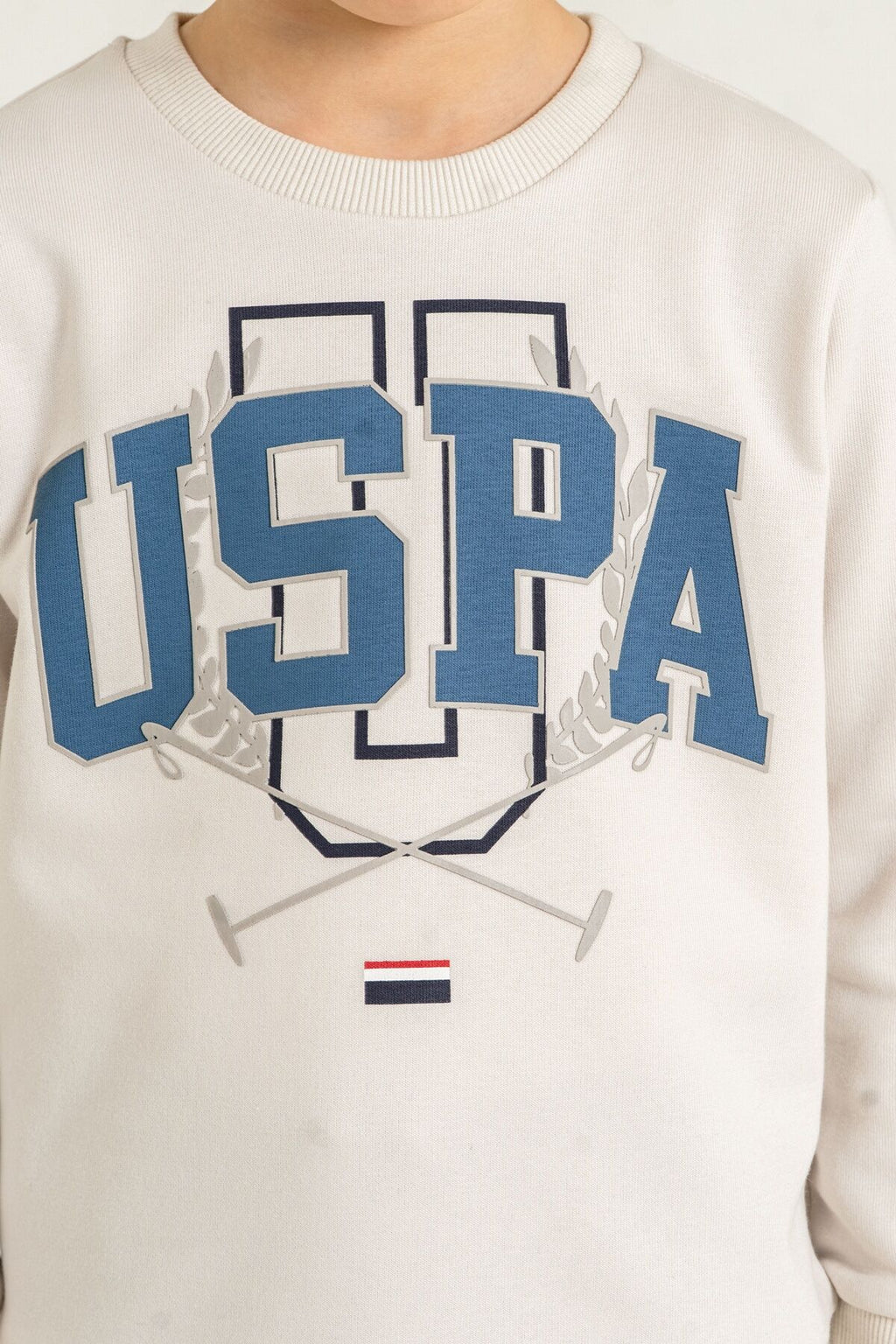 U.S. Polo Assn. Erkek Çocuk Baskılı Beyaz Uzun Kol Eşofman Takımı US2618-C-V3