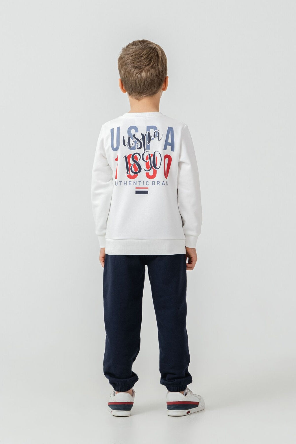 U.S. Polo Assn. Erkek Çocuk Baskılı Beyaz Uzun Kol Eşofman Takımı US2619-C-V2