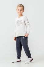 U.S. Polo Assn. Erkek Çocuk Baskılı Beyaz Uzun Kol Eşofman Takımı US2620-C-V2