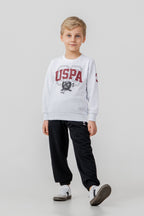 U.S. Polo Assn. Erkek Çocuk Baskılı Beyaz Uzun Kol Eşofman Takımı US2646-C-V1