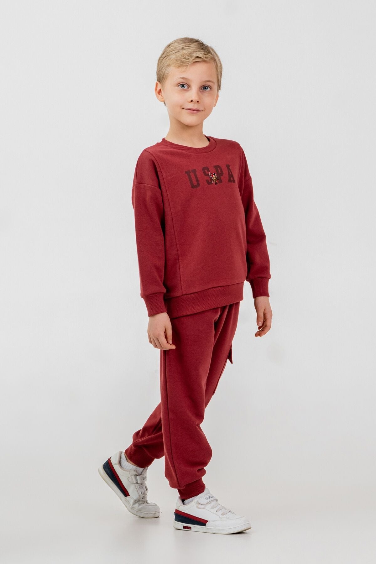 U.S. Polo Assn. Erkek Çocuk Baskılı Bordo Uzun Kol Eşofman Takımı US2642-C-V3