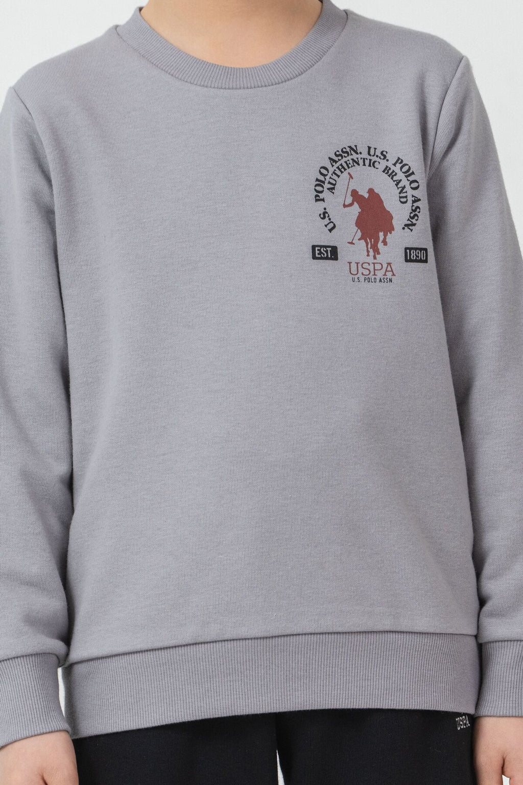 U.S. Polo Assn. Erkek Çocuk Baskılı Gri Uzun Kol Eşofman Takımı US2624-C-V2