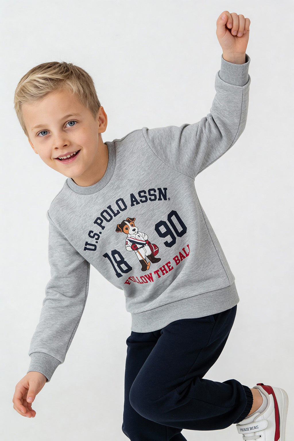 U.S. Polo Assn. Erkek Çocuk Baskılı Gri Uzun Kol Eşofman Takımı US2632-C-V1