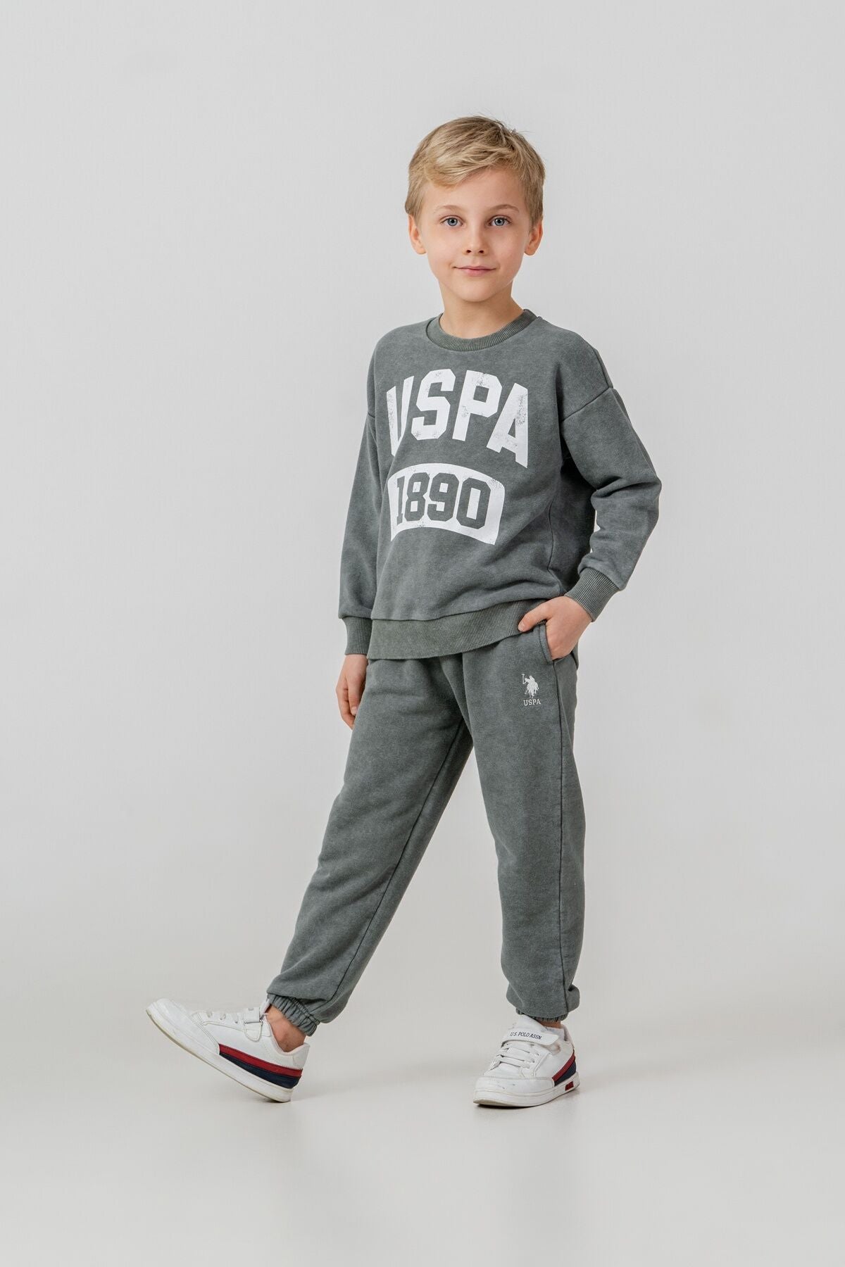 U.S. Polo Assn. Erkek Çocuk Baskılı Haki Uzun Kol Eşofman Takımı US2630-C-V1