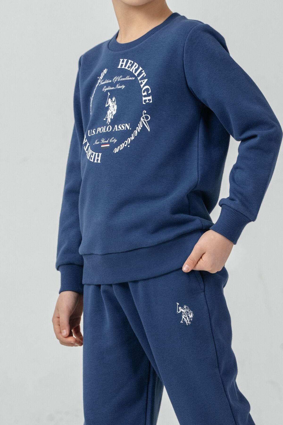 U.S. Polo Assn. Erkek Çocuk Baskılı Mavi Uzun Kol Eşofman Takımı US2600-C-V2 Ürün ana görseli