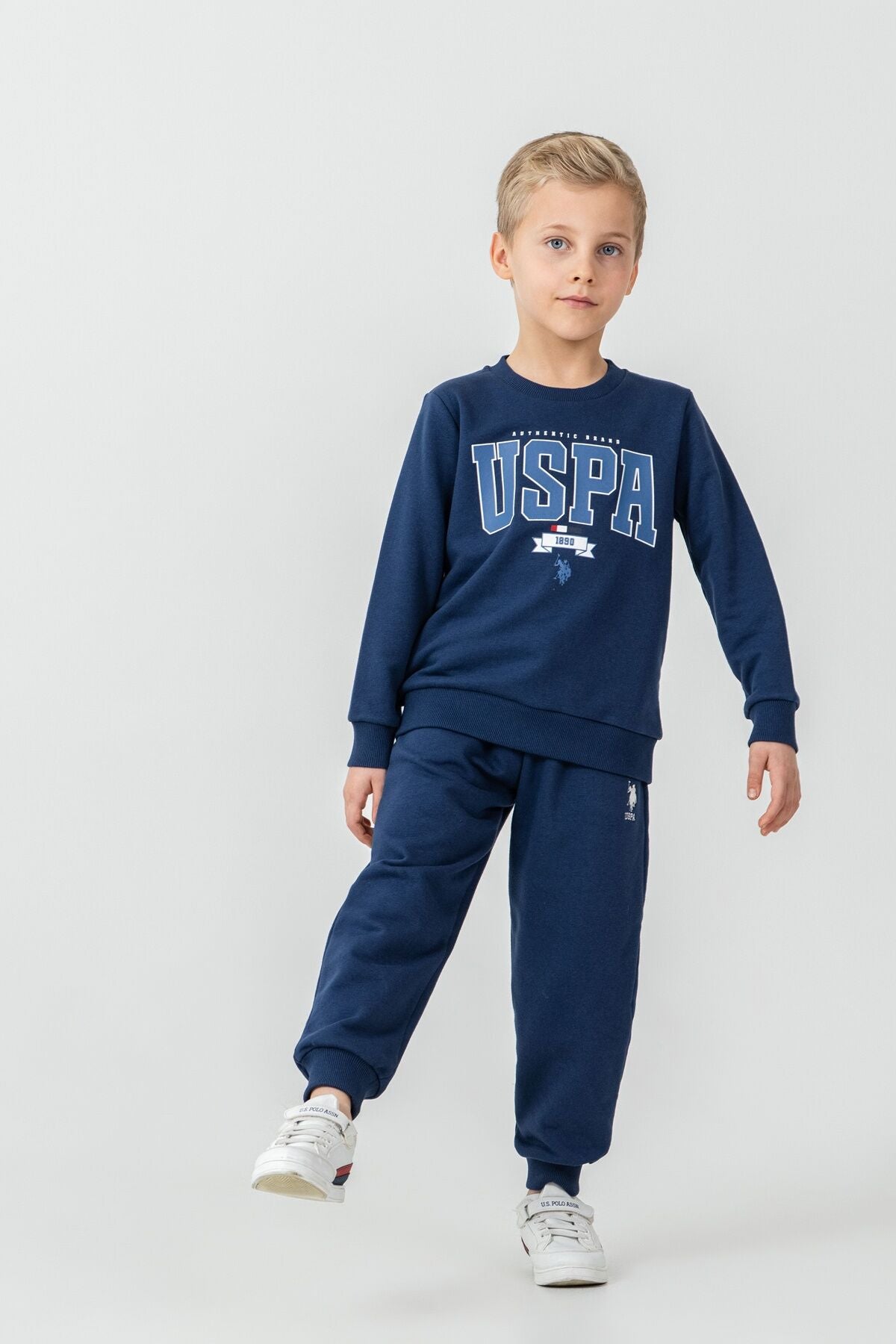 U.S. Polo Assn. Erkek Çocuk Baskılı Mavi Uzun Kol Eşofman Takımı US2628-C-V2