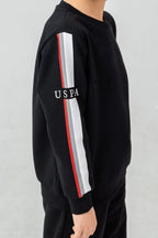 U.S. Polo Assn. Erkek Çocuk Baskılı Siyah Uzun Kol Eşofman Takımı US2614-C-V1