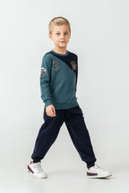 U.S. Polo Assn. Erkek Çocuk Baskılı Yeşil Uzun Kol Eşofman Takımı US2616-C-V2