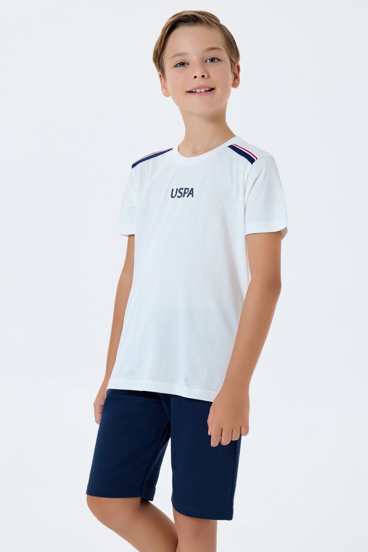U.S. Polo Assn Erkek Çocuk Beyaz Bermuda Takım