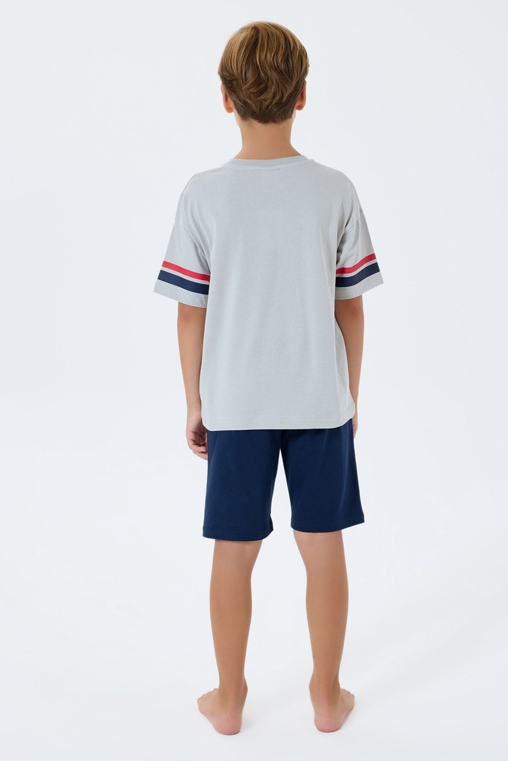 U.S. Polo Assn. Erkek Çocuk Bisiklet Yaka Nakışlı Yazlık Regular Fit Beyaz Bermuda Takım US2414-C-V1