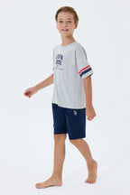 U.S. Polo Assn. Erkek Çocuk Bisiklet Yaka Nakışlı Yazlık Regular Fit Beyaz Bermuda Takım US2414-C-V1