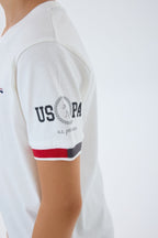 U.S. Polo Assn. Erkek Çocuk Bisiklet Yaka Nakışlı Yazlık Regular Fit Beyaz Bermuda Takım US2424-C-V2