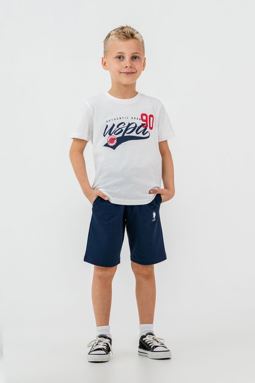 U.S. Polo Assn Erkek Çocuk Beyaz Bermuda Takım