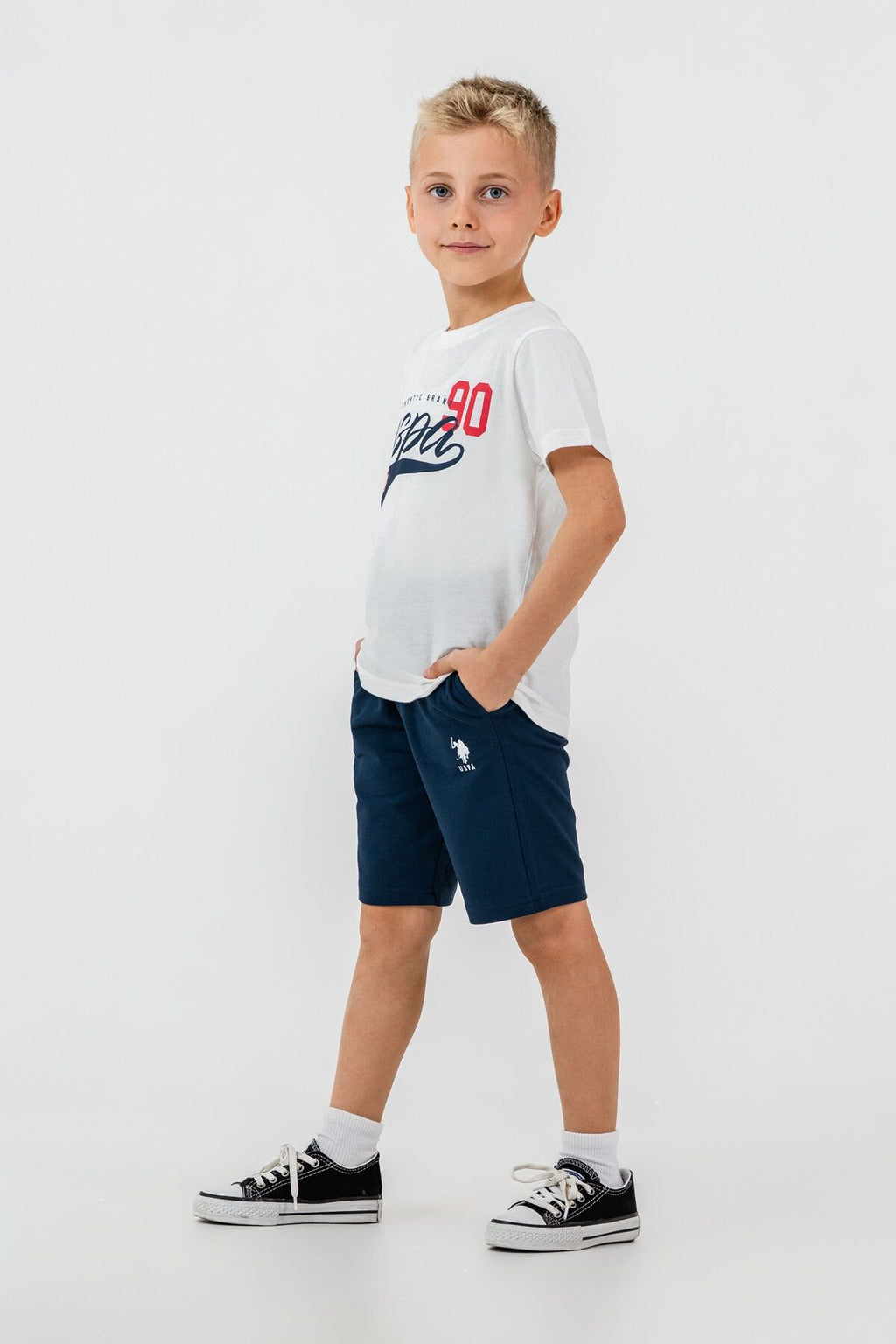 U.S. Polo Assn Erkek Çocuk Beyaz Bermuda Takım