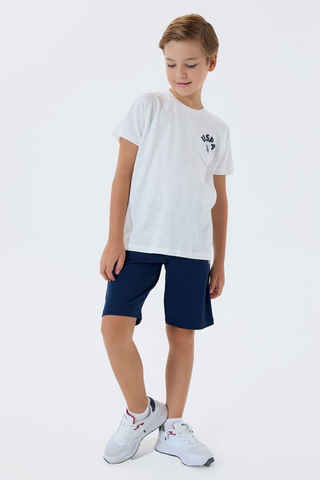 U.S. Polo Assn Erkek Çocuk Beyaz Bermuda Takım