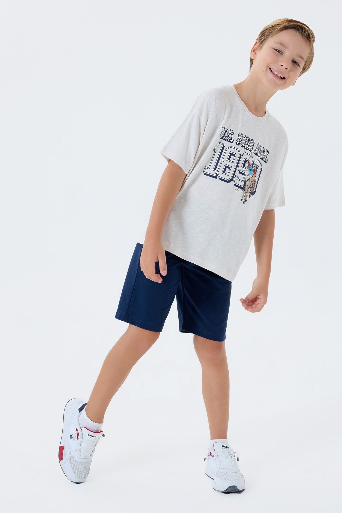 U.S. Polo Assn Erkek Çocuk Beyaz Bermuda Takım