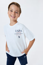 U.S. Polo Assn. Erkek Çocuk Bisiklet Yaka Nakışlı Yazlık Regular Fit Beyaz Bermuda Takım US2401-C-V1