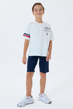 U.S. Polo Assn. Erkek Çocuk Bisiklet Yaka Nakışlı Yazlık Regular Fit Beyaz Bermuda Takım US2401-C-V1
