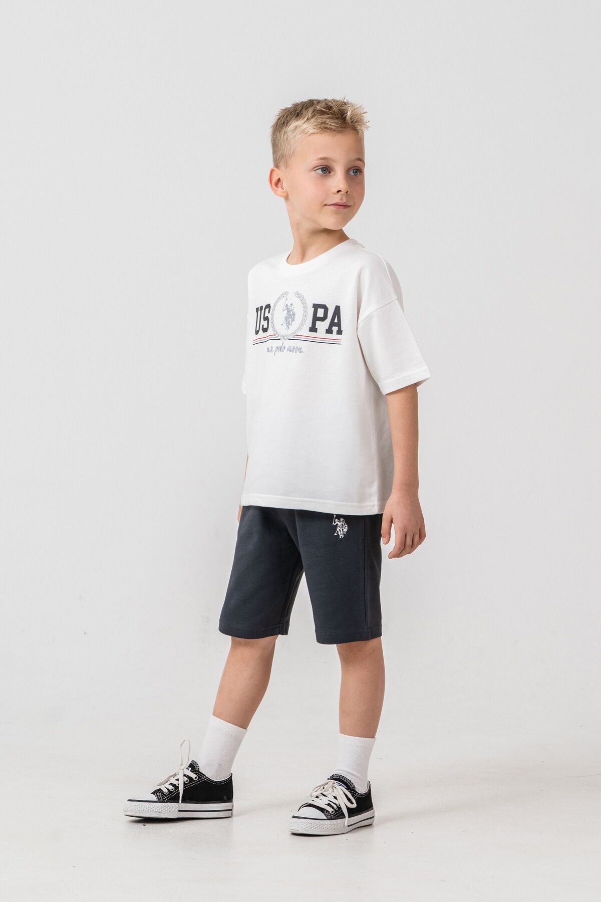 U.S Polo Assn. Erkek Çocuk Beyaz Bermuda Takım