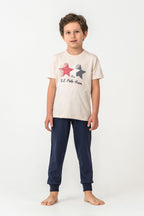 U.S. Polo Assn. Erkek Çocuk Bisiklet Yaka Nakışlı Yazlık Regular Fit Beyaz Pijama Takımı US2441-C-V2