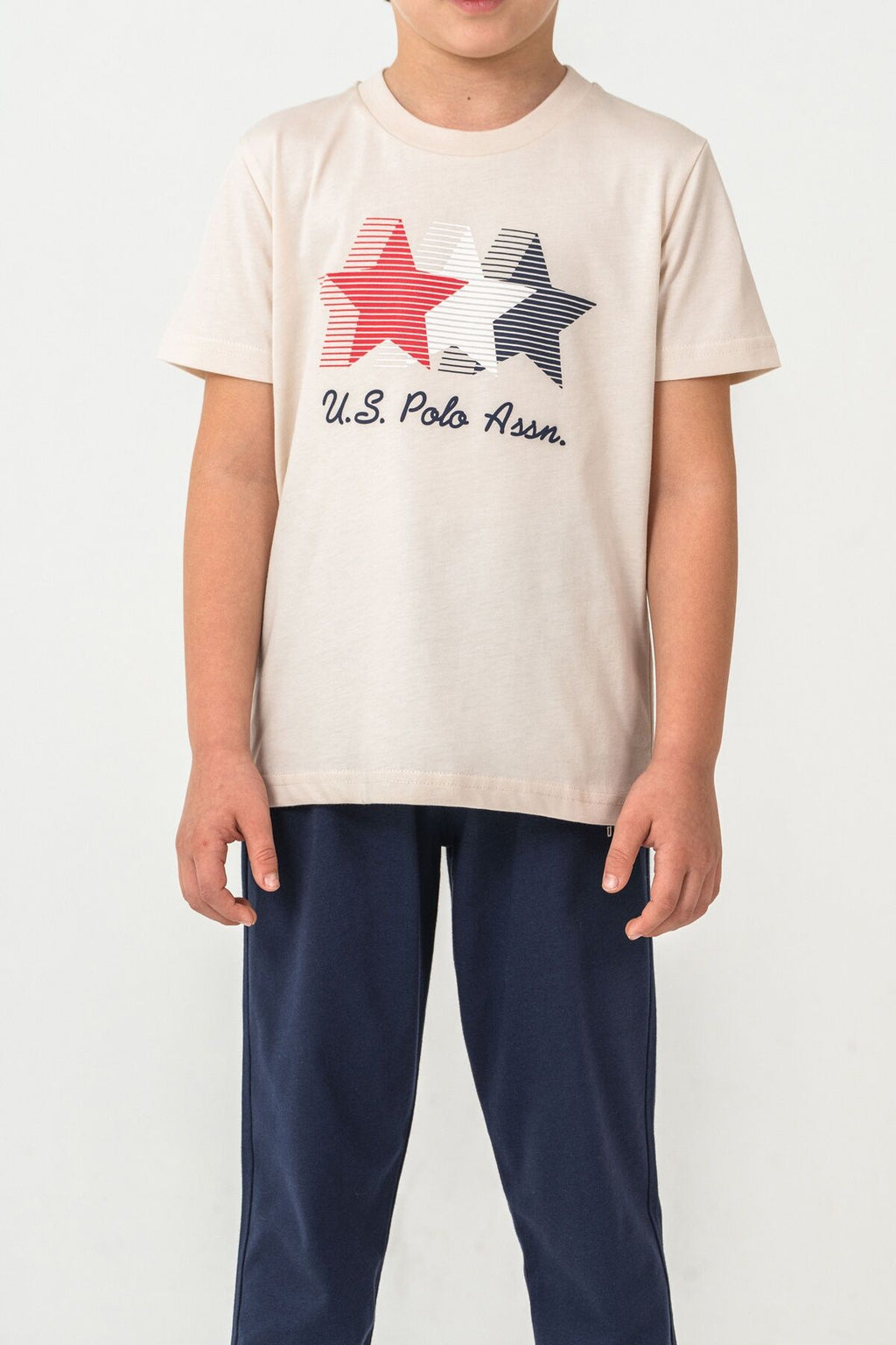 U.S. Polo Assn Erkek Çocuk Beyaz Pijama Takım